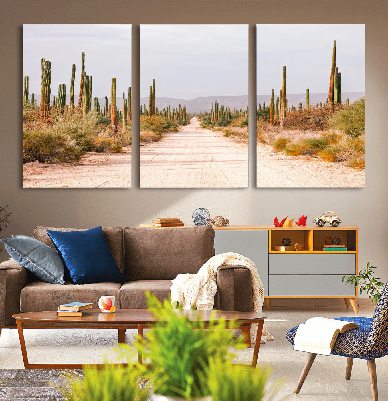 30742780-MGV-CV-36X24-Desert Cactus Wall Art Canvas Print, Framed Southwestern Art Picture Print, Bohemian Western Perfect Southwestern Boho Decor