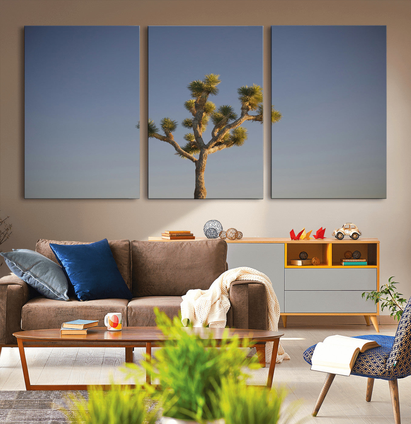 54552043-MGV-CV-36X24-Joshua Tree Art Wall Art Canvas Print, Framed Desert Landscape Art Picture Print, Southwestern Nature Perfect Southwestern Boho