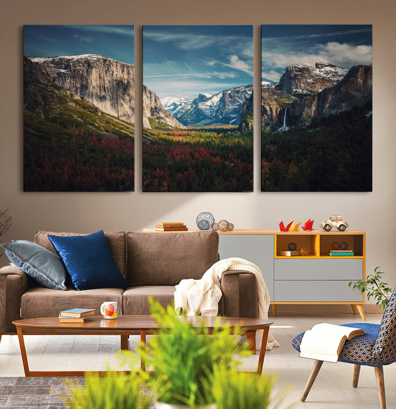 15244033-MGV-CV-36X24-Yosemite National Wall Art Canvas Print, Framed Mountain Landscape Art Picture Print, El Capitan Perfect Rustic Farmhouse Decor