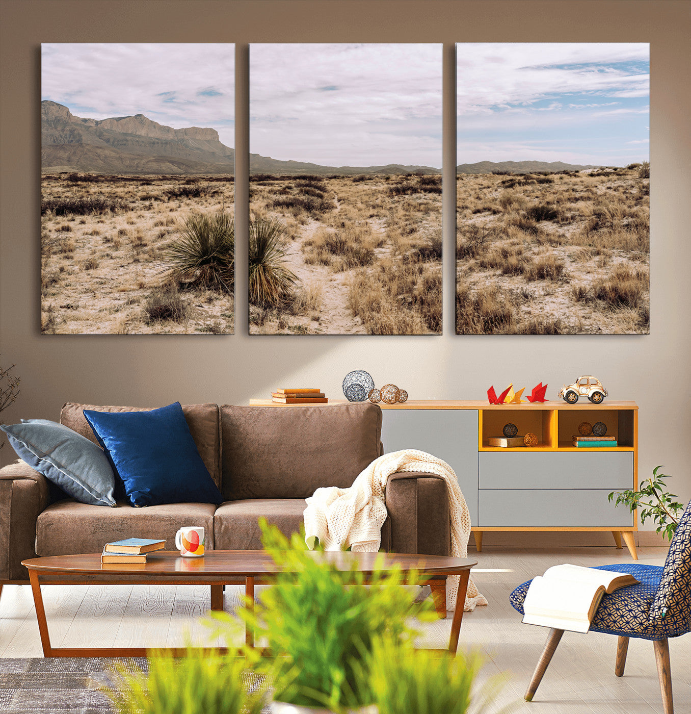 20681831-MGV-CV-36X24-Desert Landscape Wall Art – Southwestern Mountain Canvas Print, Rustic Western Nature Photography Decor for Living Room, Office,
