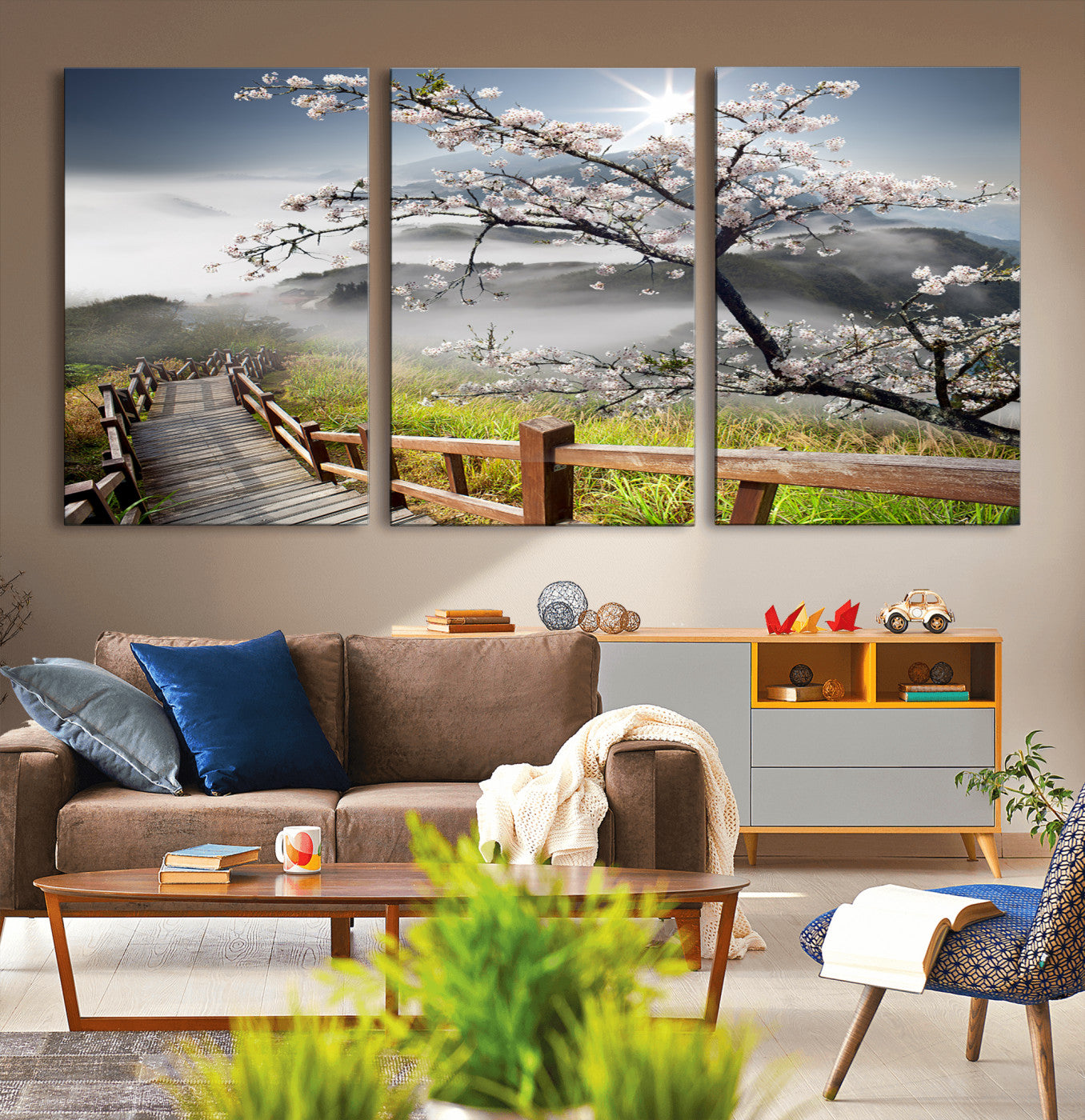 34632598CRY-MGV-CV-36X24-Sakura Cherry Blossom Pathway Canvas Wall Art – Tranquil Walk Through Blossoming Nature – Ready to Hang