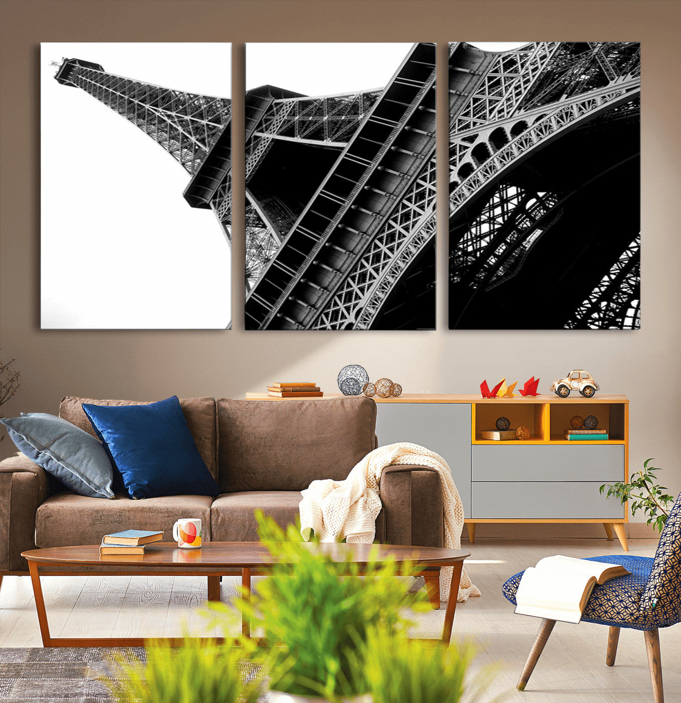 89033-MGV-CV-36X24-Eiffel Tower Wall Art – Dramatic Black and White Architectural Canvas Print, Modern Paris Decor for Office, Living Room or
