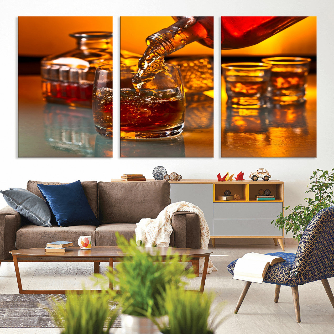 18250-MGV-CV-36X24-Whiskey Pour Wall Art – Captivating Whiskey Splash Canvas Print, Elegant Bar or Home Lounge Decor for Office, Man Cave or Living