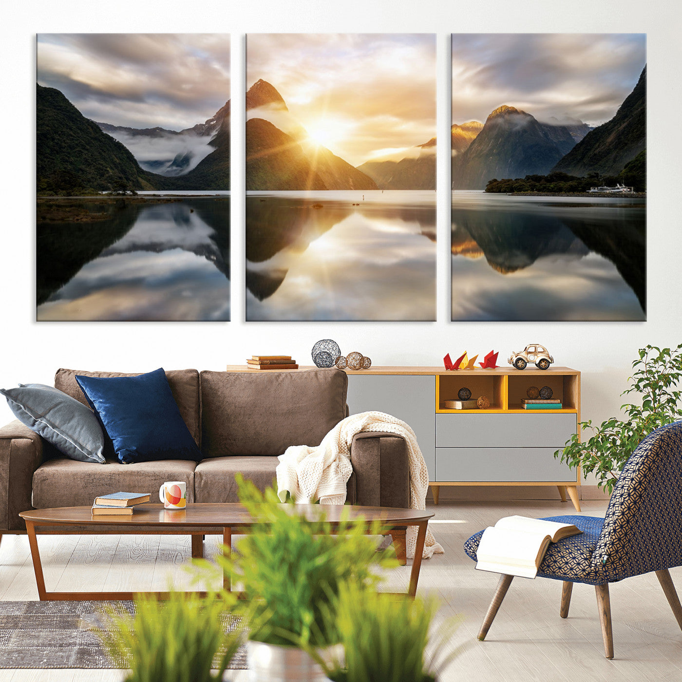78842-MGV-CV-36X24-Sunrise Mountain Reflection Wall Art – Stunning Nature Landscape Canvas Print for Home, Office, Living Room or Relaxing Space