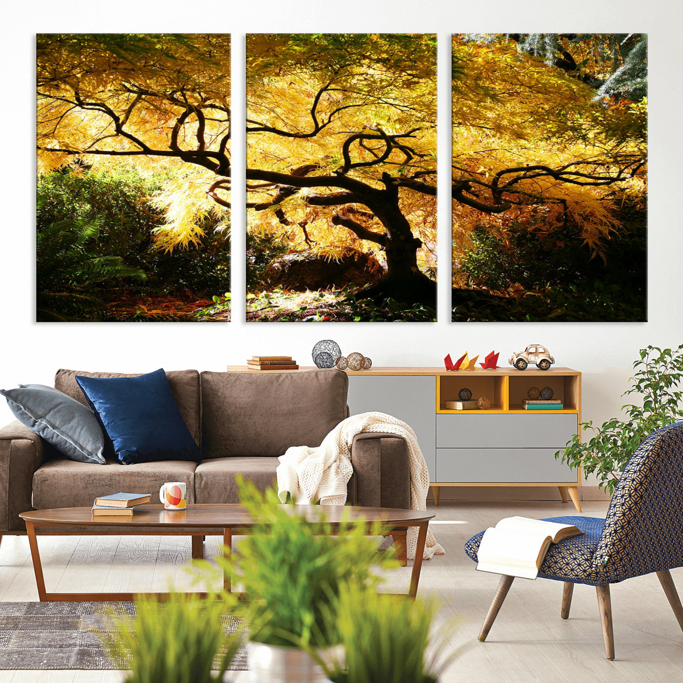 19067-MGV-CV-36X24-Golden Canopy Wall Art – Panoramic Autumn Tree Canvas Print, Warm Seasonal Decor for Living Room, Office or Garden Space