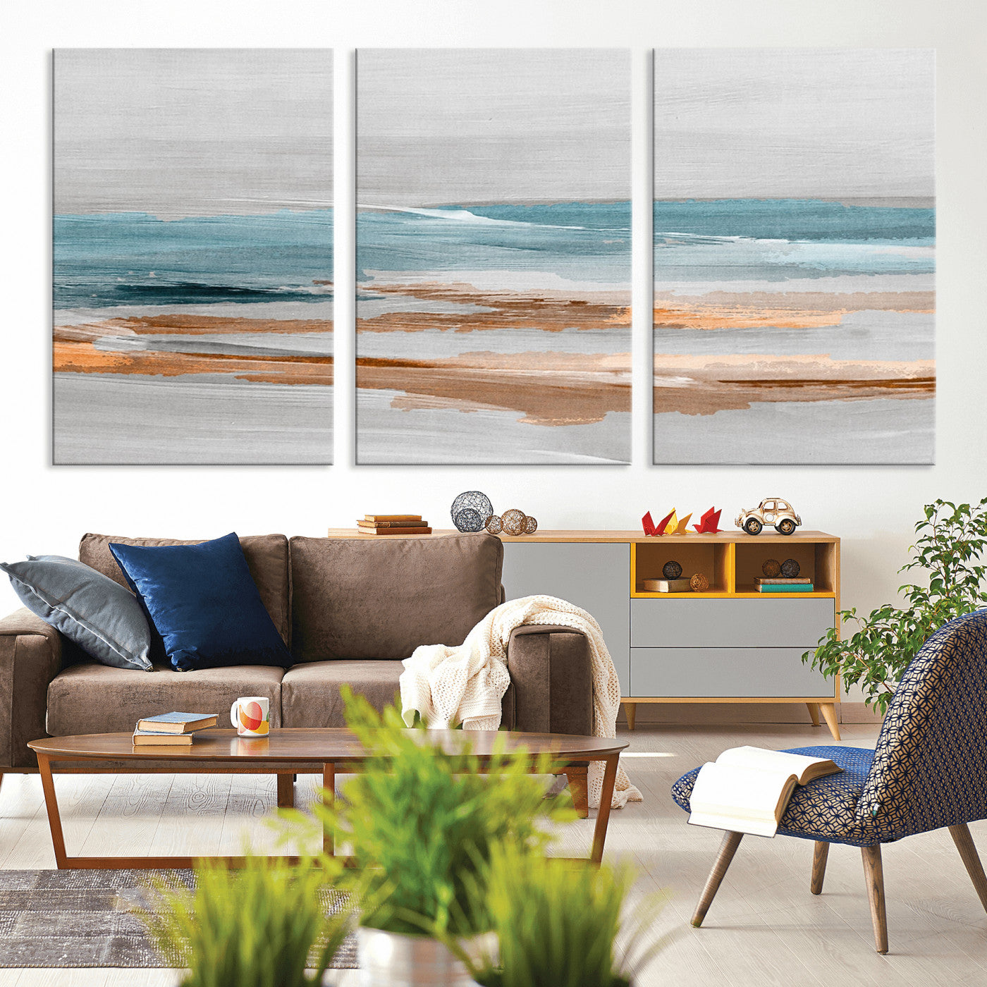 23430-MGV-CV-36X24-Abstract Coastal Wall Art – Modern Ocean Horizon Canvas Print, Minimalist Beach Scene Painting for Bedroom, Living Room, Office or