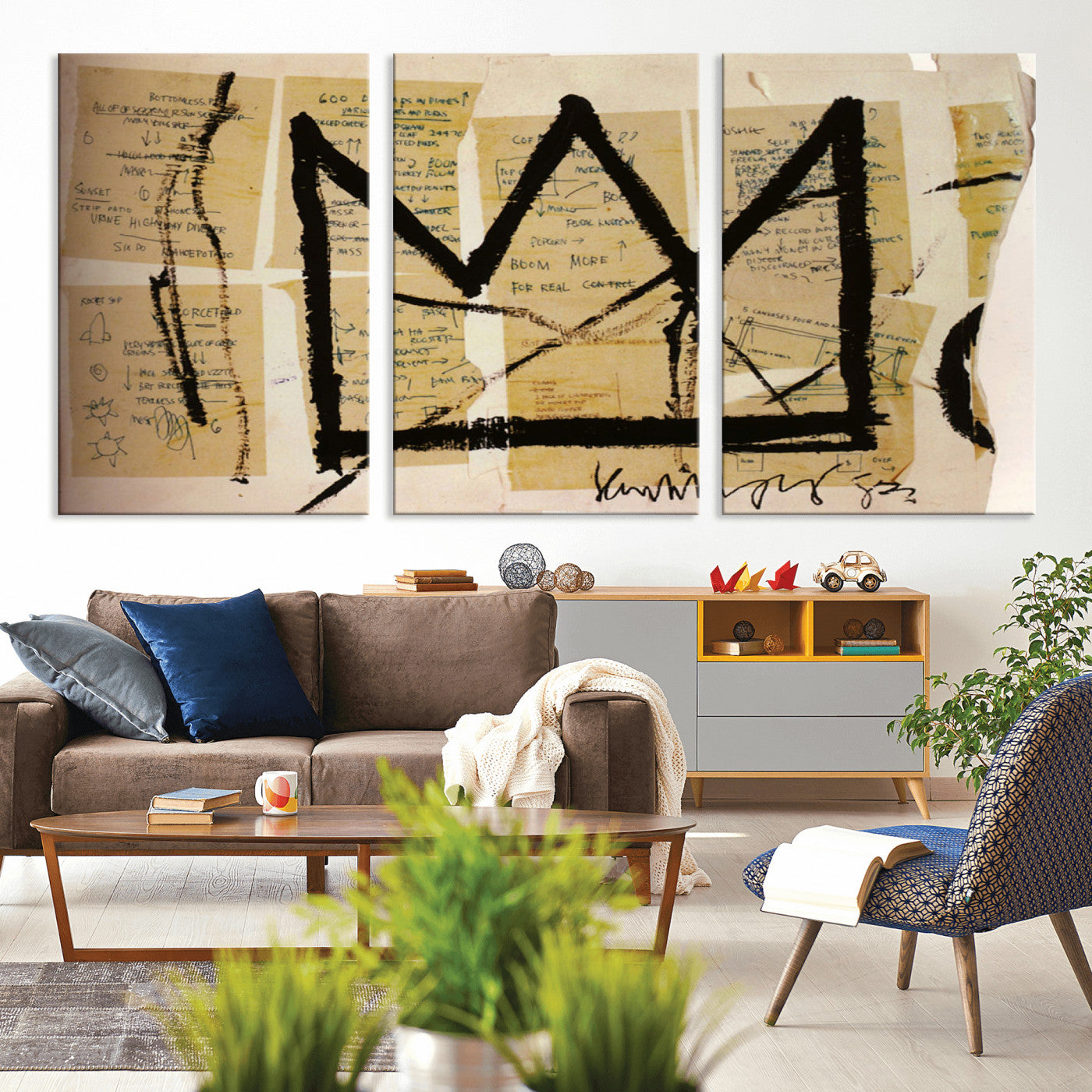 37215-MGV-CV-36X24-Abstract Crown Wall Art – Urban Graffiti Style Canvas Print Modern Street Art Design, Bold Contemporary Decor for Living Room,