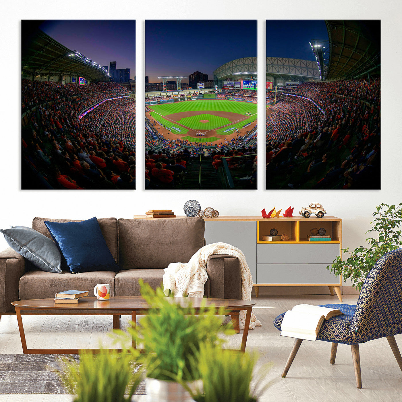 44322-MGV-CV-36X24-Minute Maid Park Wall Art Canvas Print, Framed Houston Astros Stadium Art Picture Print, Houston Astros Field Perfect Sports Room