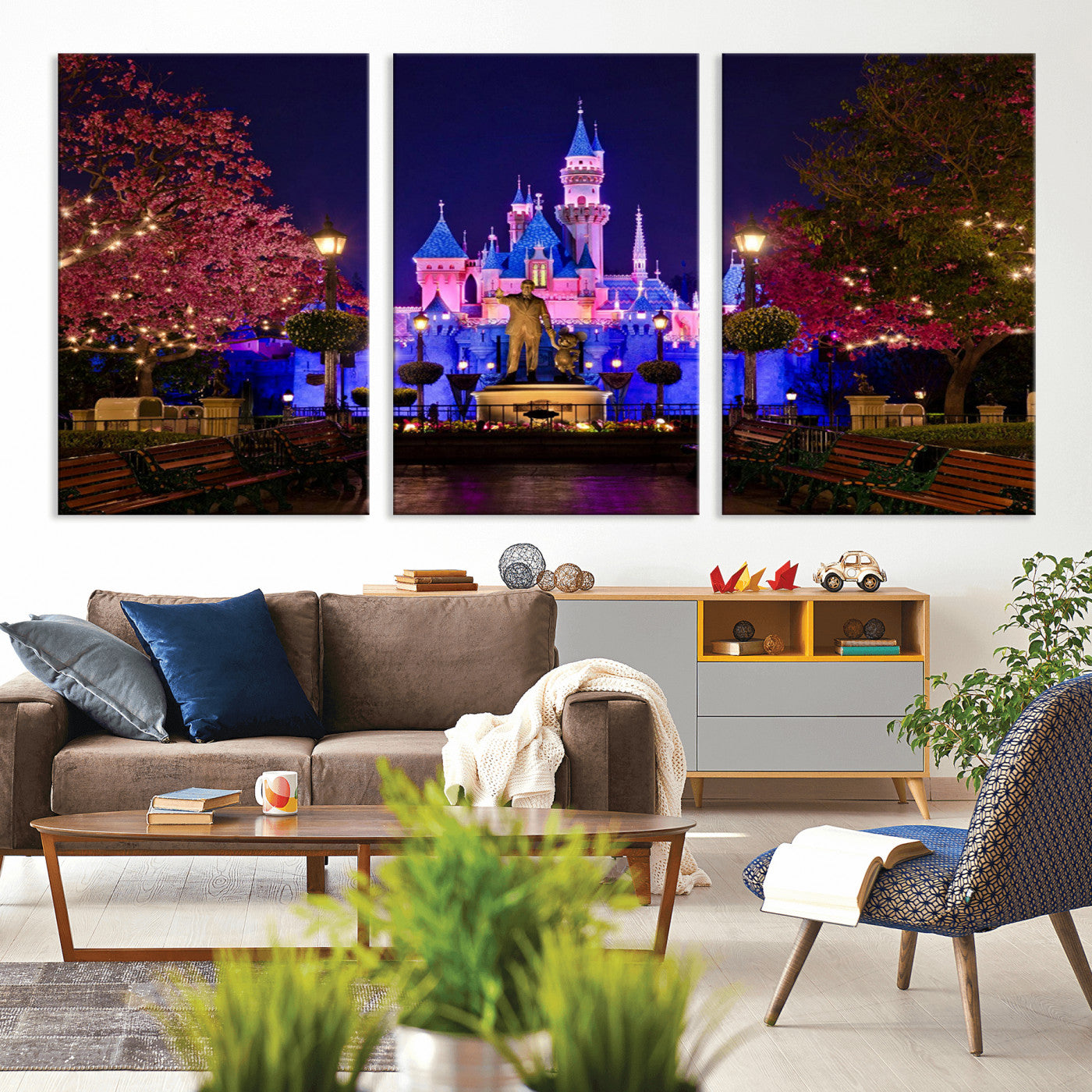 79435-MGV-CV-36X24-Disney Castle Wall Art Canvas Print, Framed Magic Kingdom Art Picture Print, Disney World Perfect Child Room Decor Artwork