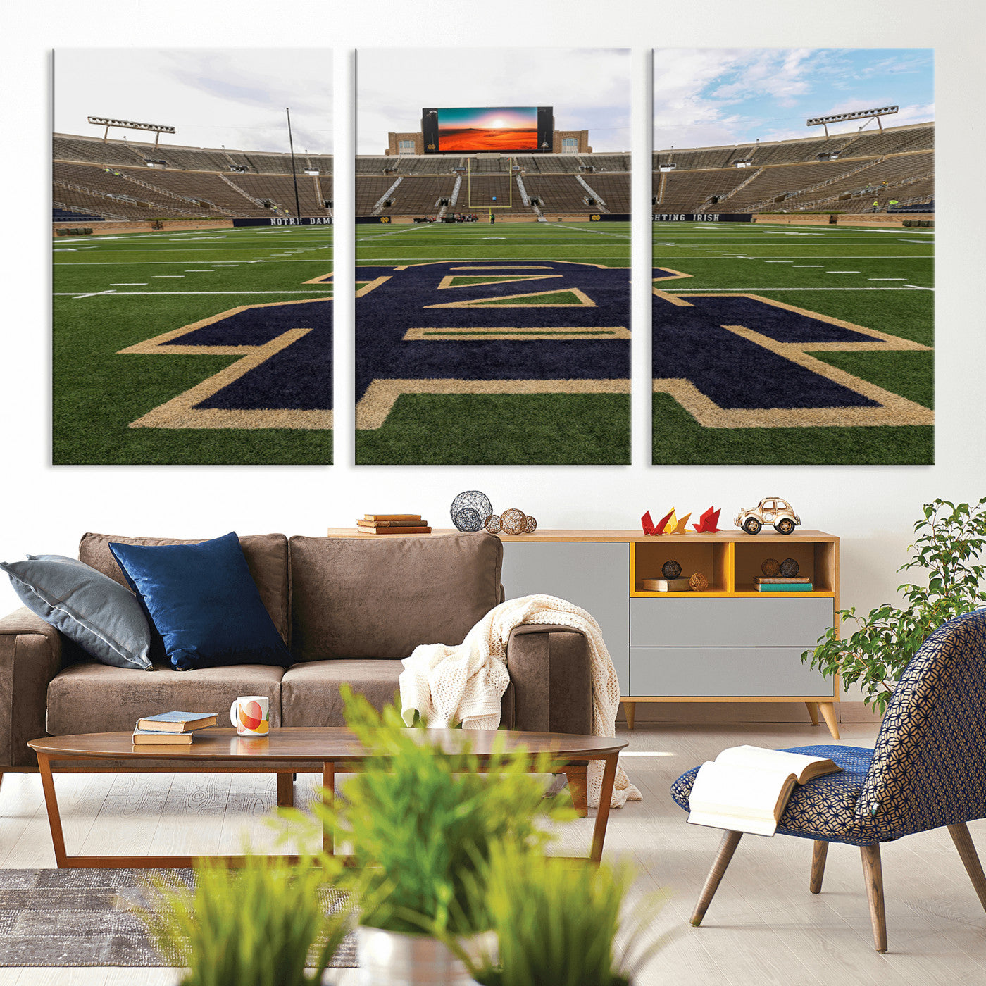 52835-MGV-CV-36X24-Notre Dame Stadium Wall Art Canvas Print, Framed Indiana Stadium Art Picture Print, Notre Dame Field Perfect Sport Room Decor