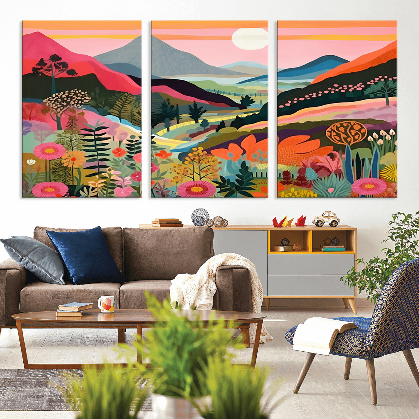 61376-MGV-CV-36X24-Floral Valley Wall Art – Panoramic Mountain Landscape Canvas Print, Vibrant Nature Decor for Living Room, Office, or Bedroom