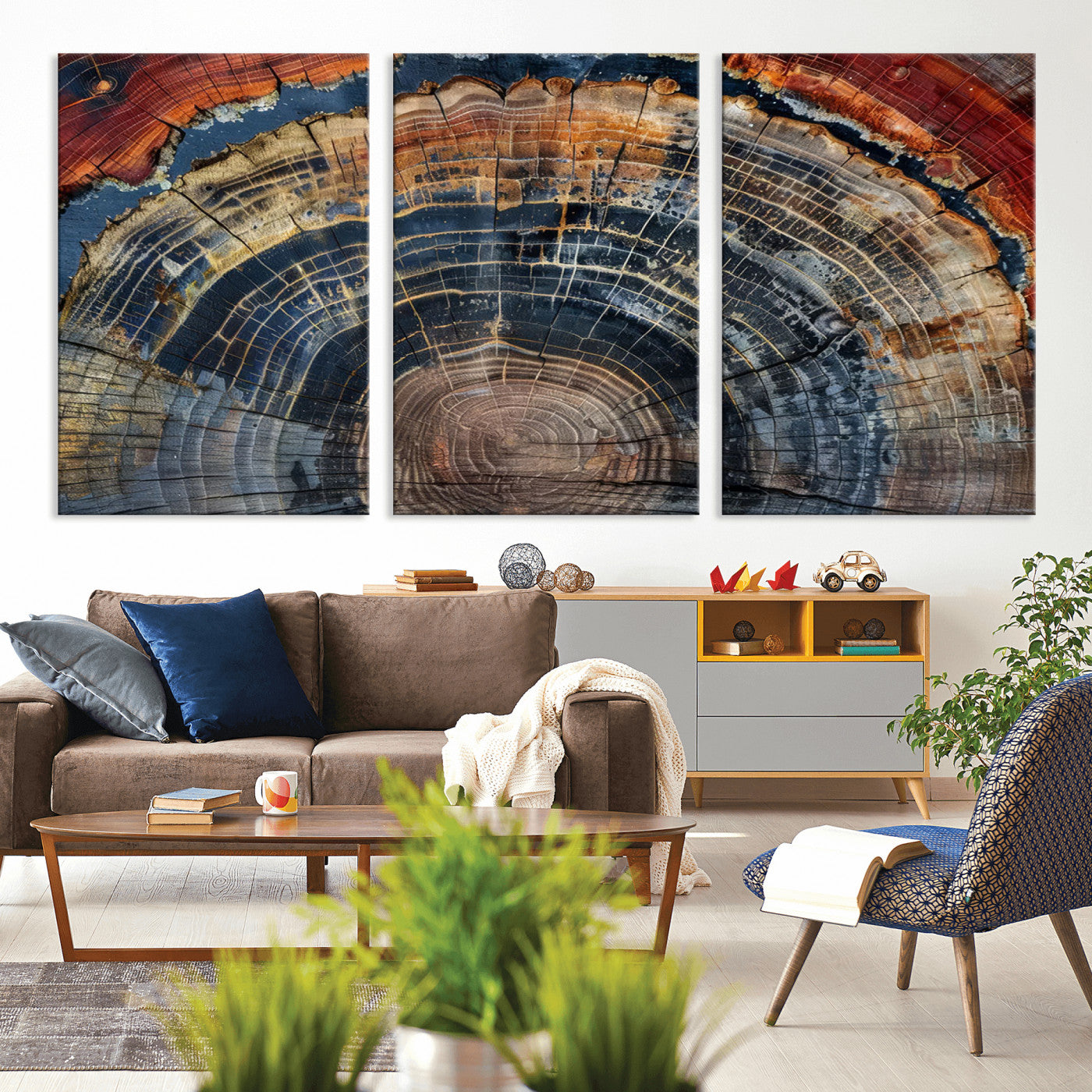 63519-MGV-CV-36X24-Tree Ring Wall Art – Rustic Nature Wood Grain Canvas Print, Abstract Natural Texture Artwork Poster for Living Room, Bedroom,