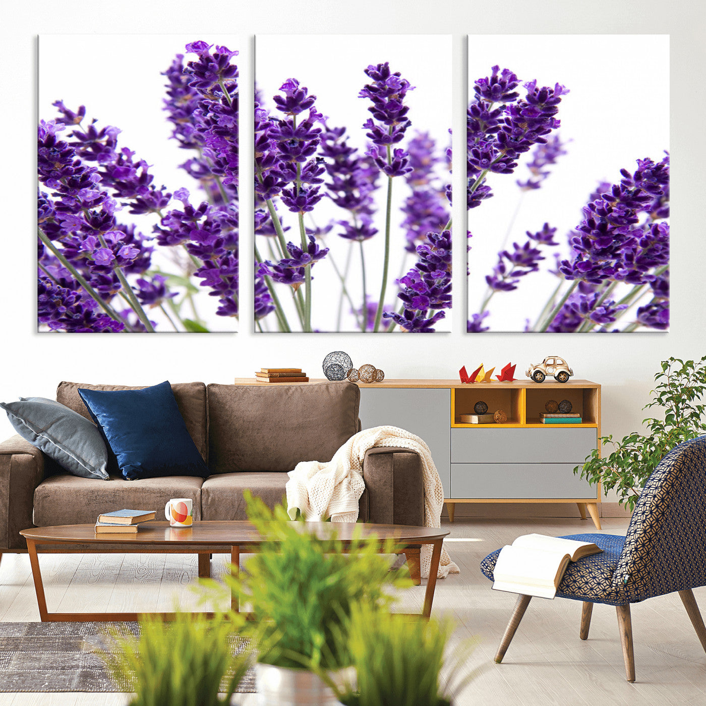 84456-MGV-CV-36X24-Lavender Wall Art – Botanical Canvas Print Featuring Purple Floral Stems, Fresh Nature Inspired Artwork for Living Room, Bedroom,
