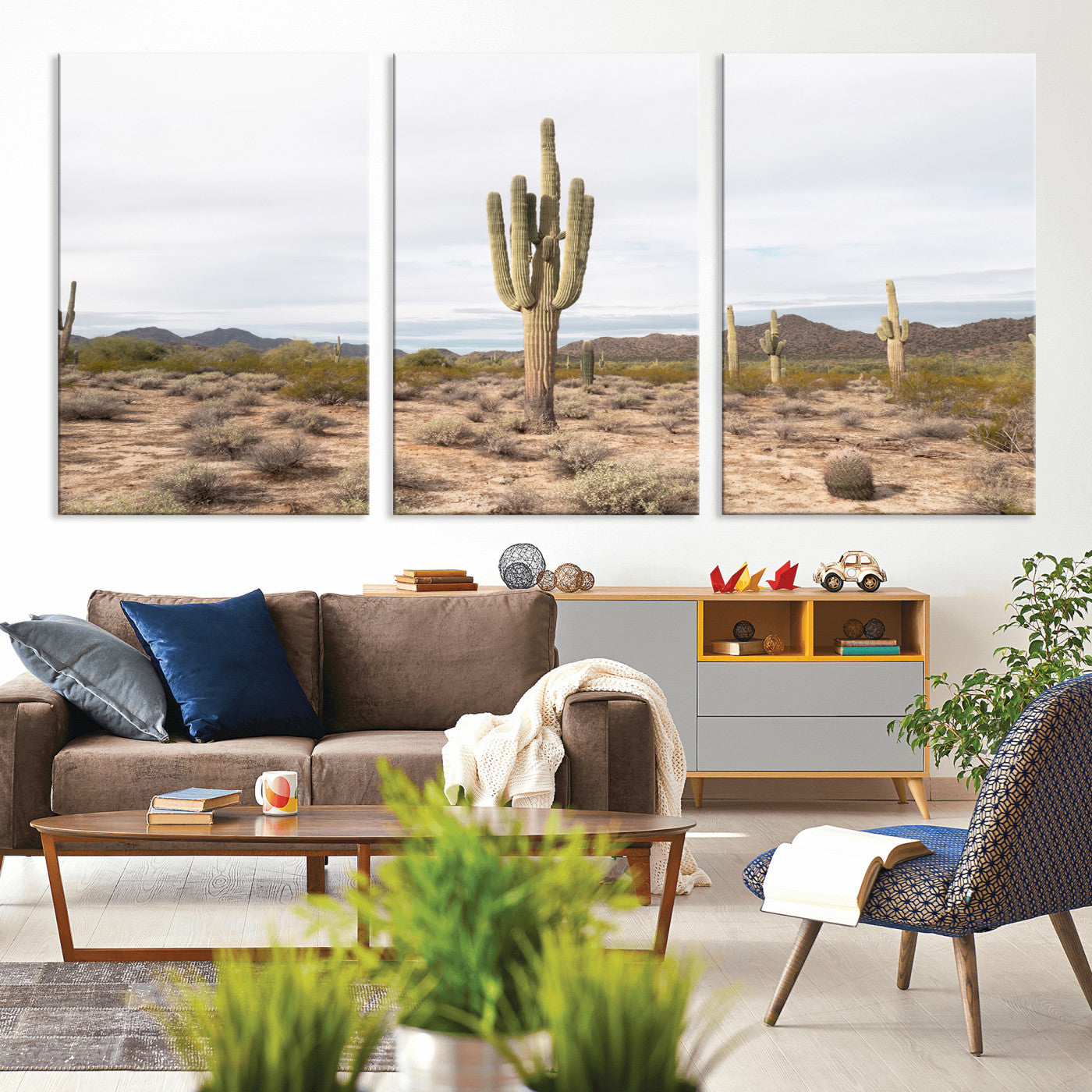 96147924-MGV-CV-36X24-Saguaro Cactus Wall Art Canvas Print, Framed Desert Cactus Art Picture Print, Earthy Desert Perfect Southwestern Boho Decor