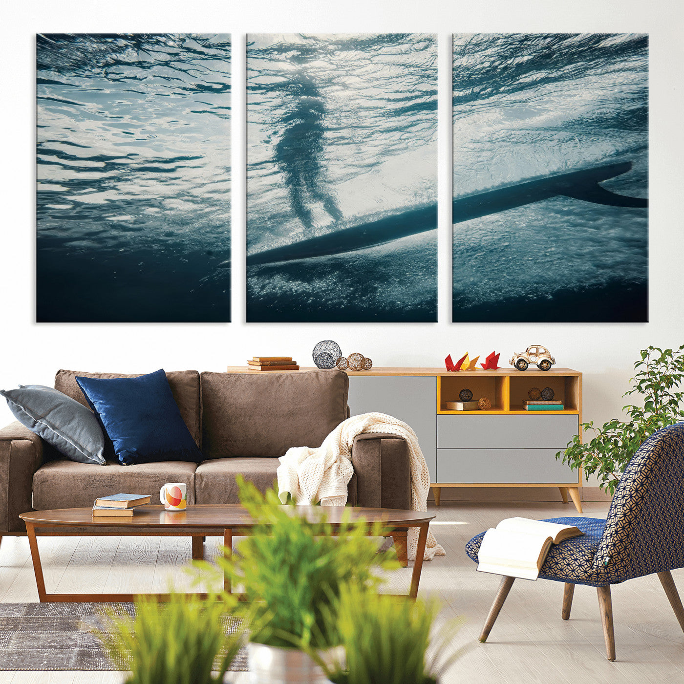 71192524-MGV-CV-36X24-Submerged Surf Wall Art Canvas Print, Framed Underwater Perspective Art Picture Print, Ocean Surf Perfect Coastal Adventure Decor