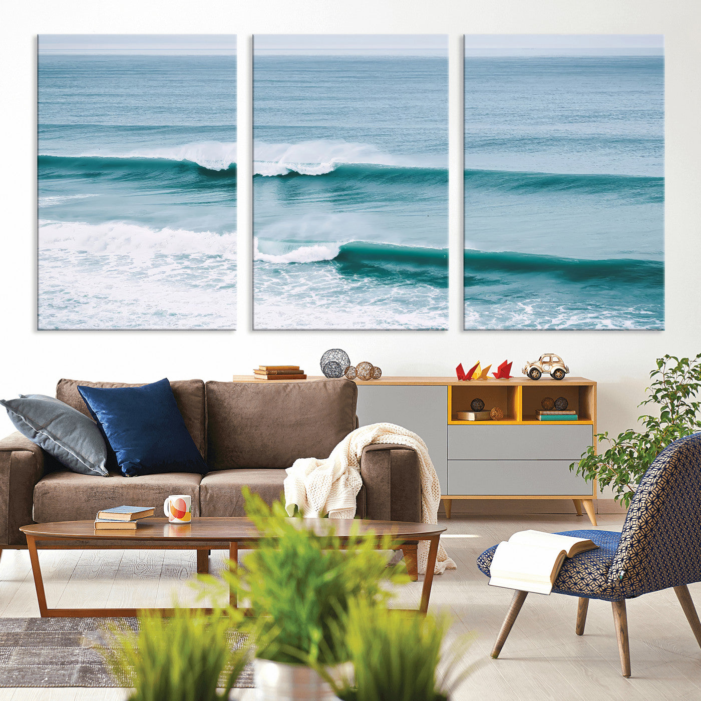 73692470-MGV-CV-36X24-Ocean Swell Wall Art Canvas Print, Framed Surf Waves Art Picture Print, Blue Water Perfect Coastal Dynamic Decor Artwork