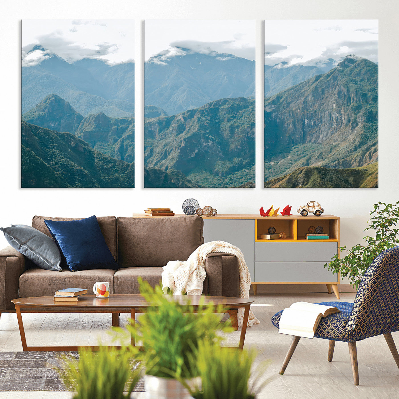 79393816-MGV-CV-36X24-Misty Mountain Wall Art Canvas Print, Framed Cloudy Andean Art Picture Print, Rugged Mountain Perfect Rustic Nature Decor Artwork