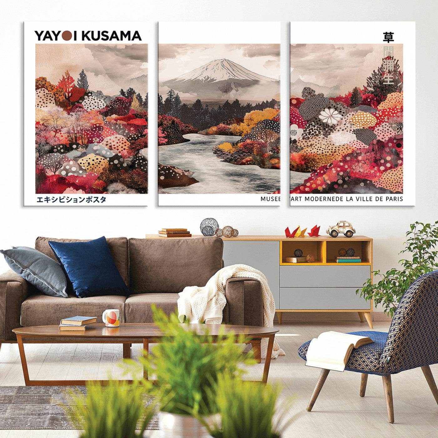 32352074-MGV-CV-36X24-Japanese Landscape Wall Art – Mount Fuji River Canvas Print, Modern Asian Inspired Nature Decor for Living Room, Bedroom, Office
