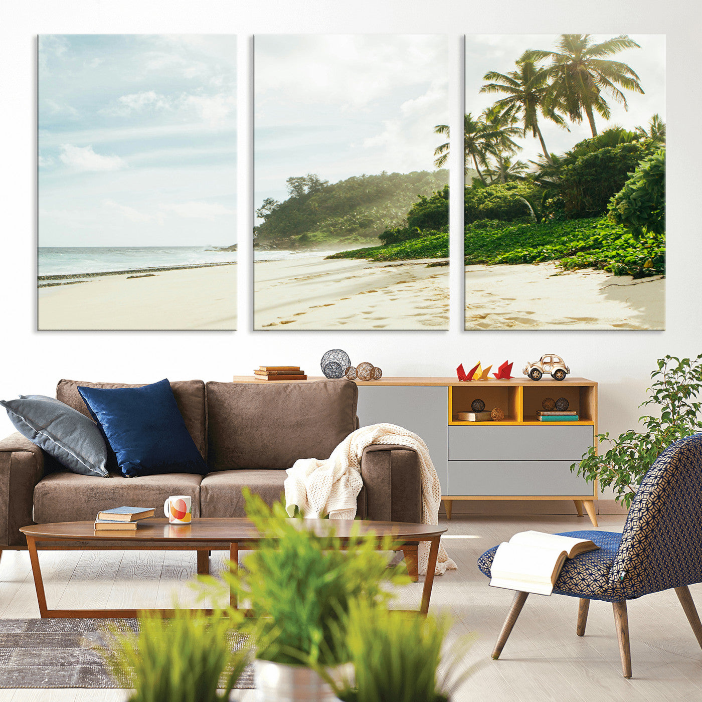 42984524-MGV-CV-36X24-Relaxing Beach Wall Art Canvas Print, Framed Ocean View Art Picture Print, Coastal Serenity Perfect Tropical Coastal Decor Artwork