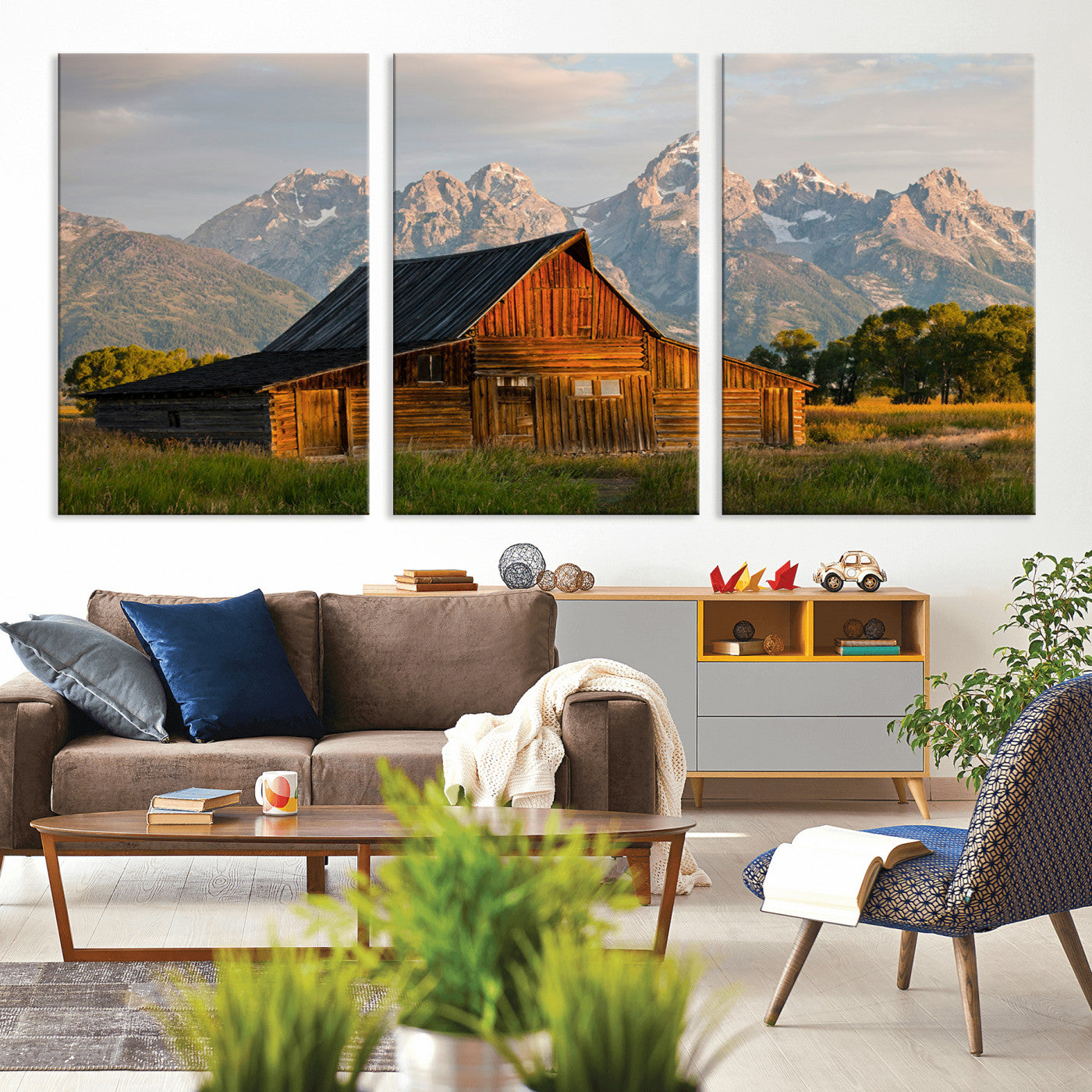 31771014-MGV-CV-36X24-Rustic Barn Wall Art Canvas Print, Framed Western Landscape Art Picture Print, Farmhouse Style Perfect Rustic Farmhouse Decor