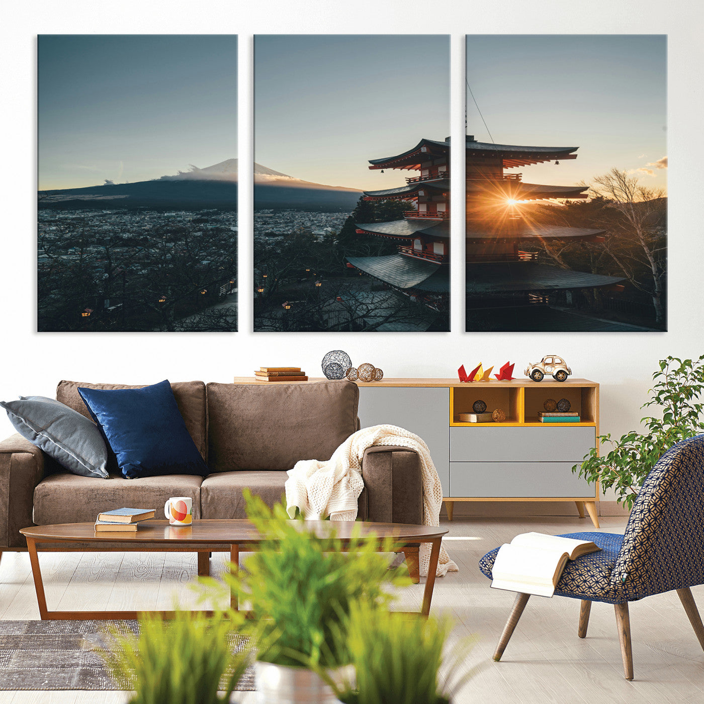 87729656-MGV-CV-36X24-Mount Fuji Wall Art Canvas Print, Framed Japan Travel Art Picture Print, Chureito Pagoda Perfect Zen Minimalism Decor Artwork