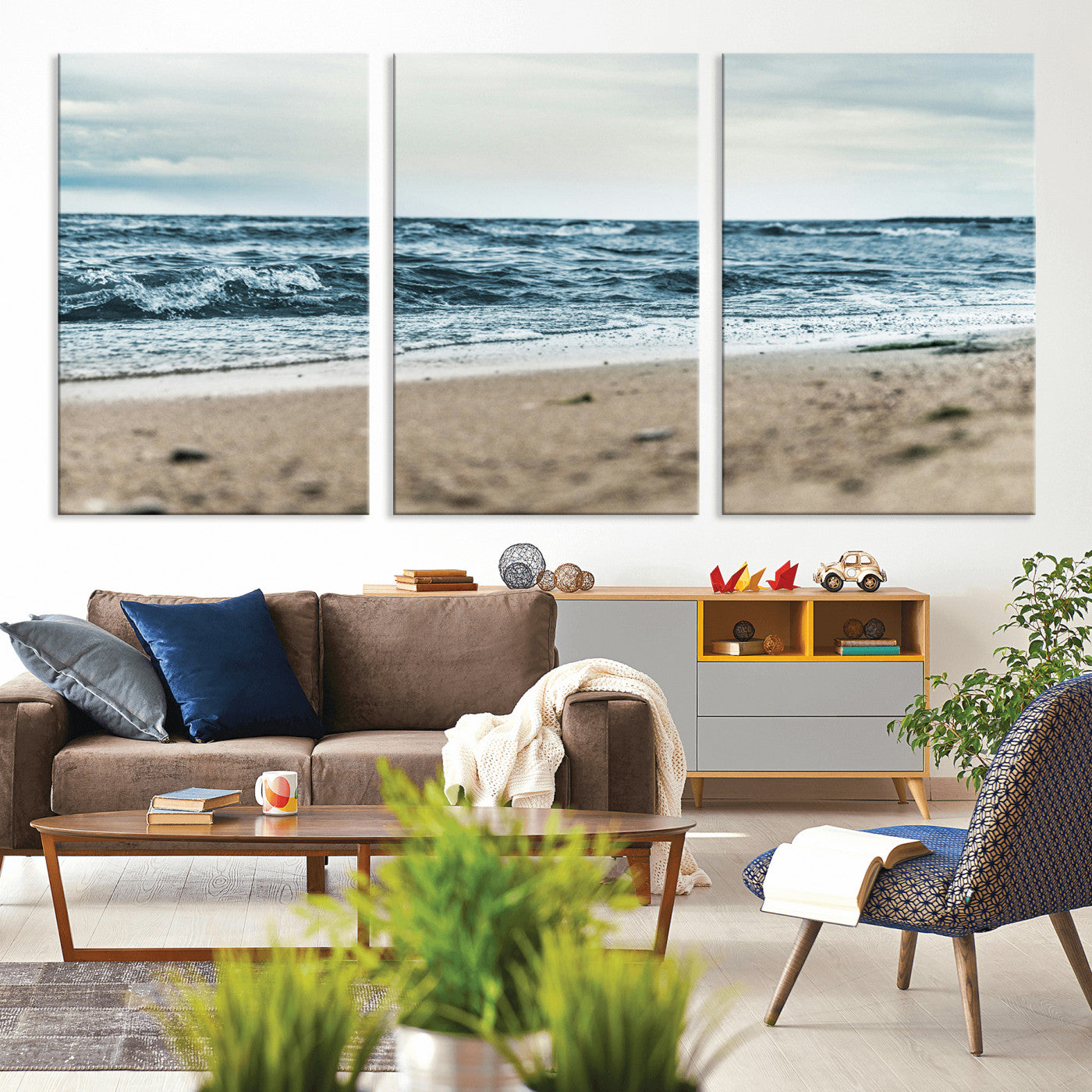 81812590-MGV-CV-36X24-Ocean Wall Art Wall Art Canvas Print, Framed Coastal Canvas Art Picture Print, Moody Seascape Perfect Coastal Minimalist Decor