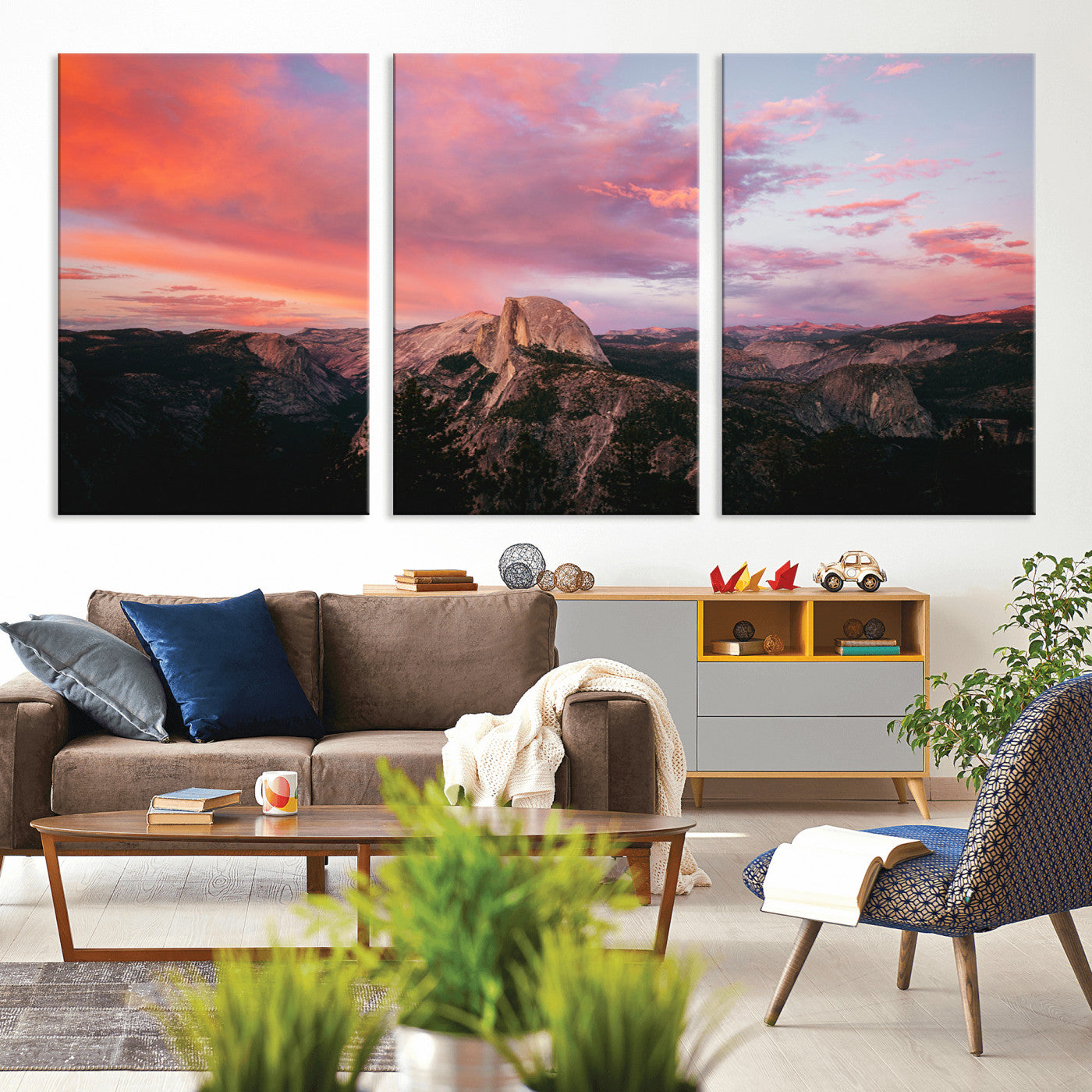 32786115-MGV-CV-36X24-Half Dome Wall Art Canvas Print, Framed Yosemite National Park Art Picture Print, Dramatic Sunset Perfect Adventurous Wilderness