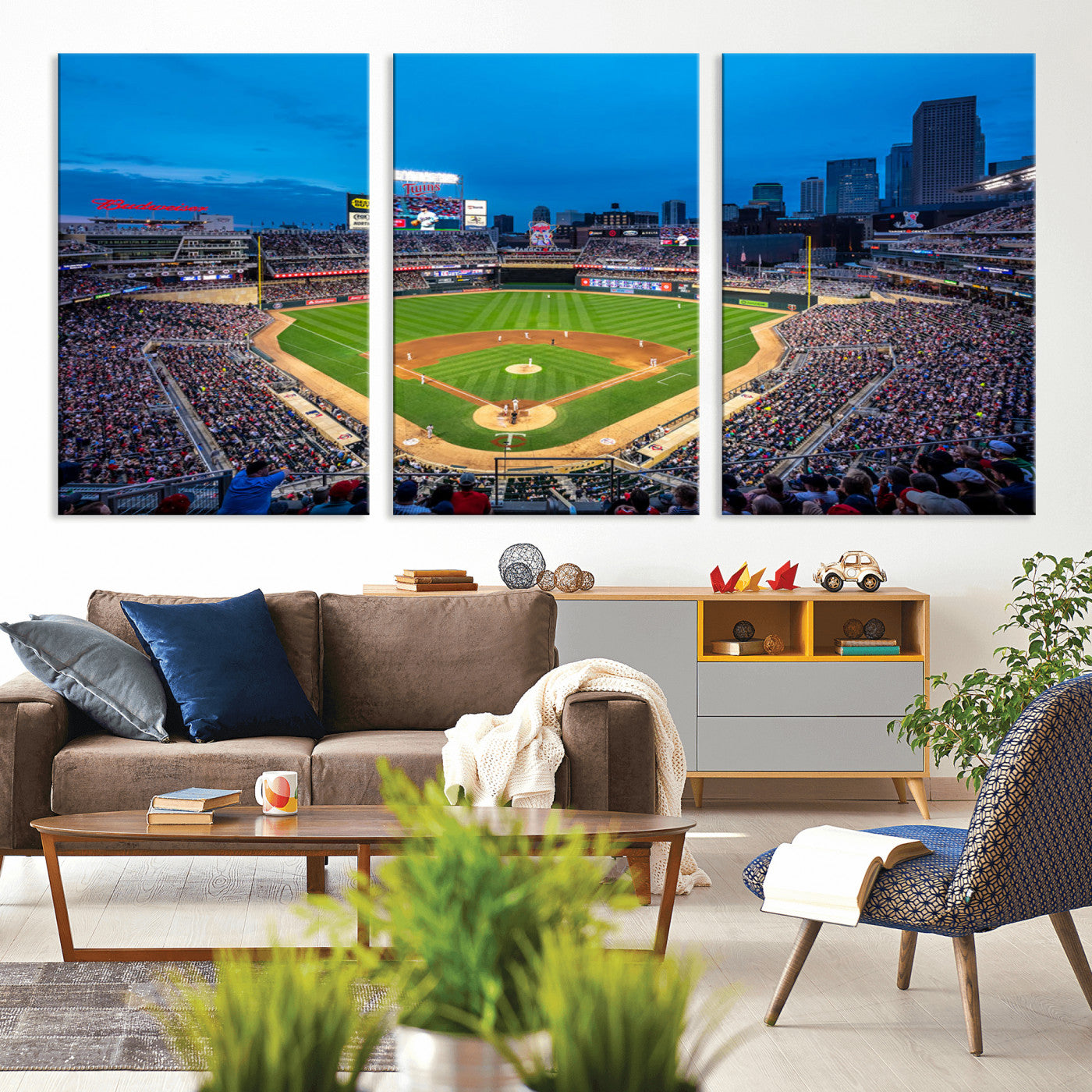 77273035-MGV-CV-36X24-Baseball Stadium Wall Art – Panoramic Evening Game Canvas Print, Sports Fan Decor for Man Cave, Office, Bar, or Living Room