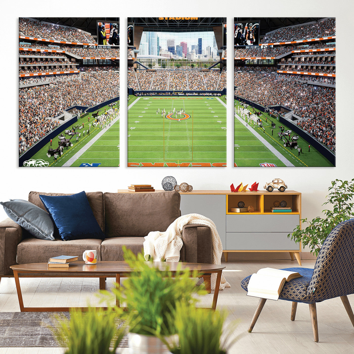 76935553-MGV-CV-36X24-Football Stadium Wall Art – Panoramic Game Day Canvas Print, Sports Decor for Man Cave, Office, Bar, or Living Room