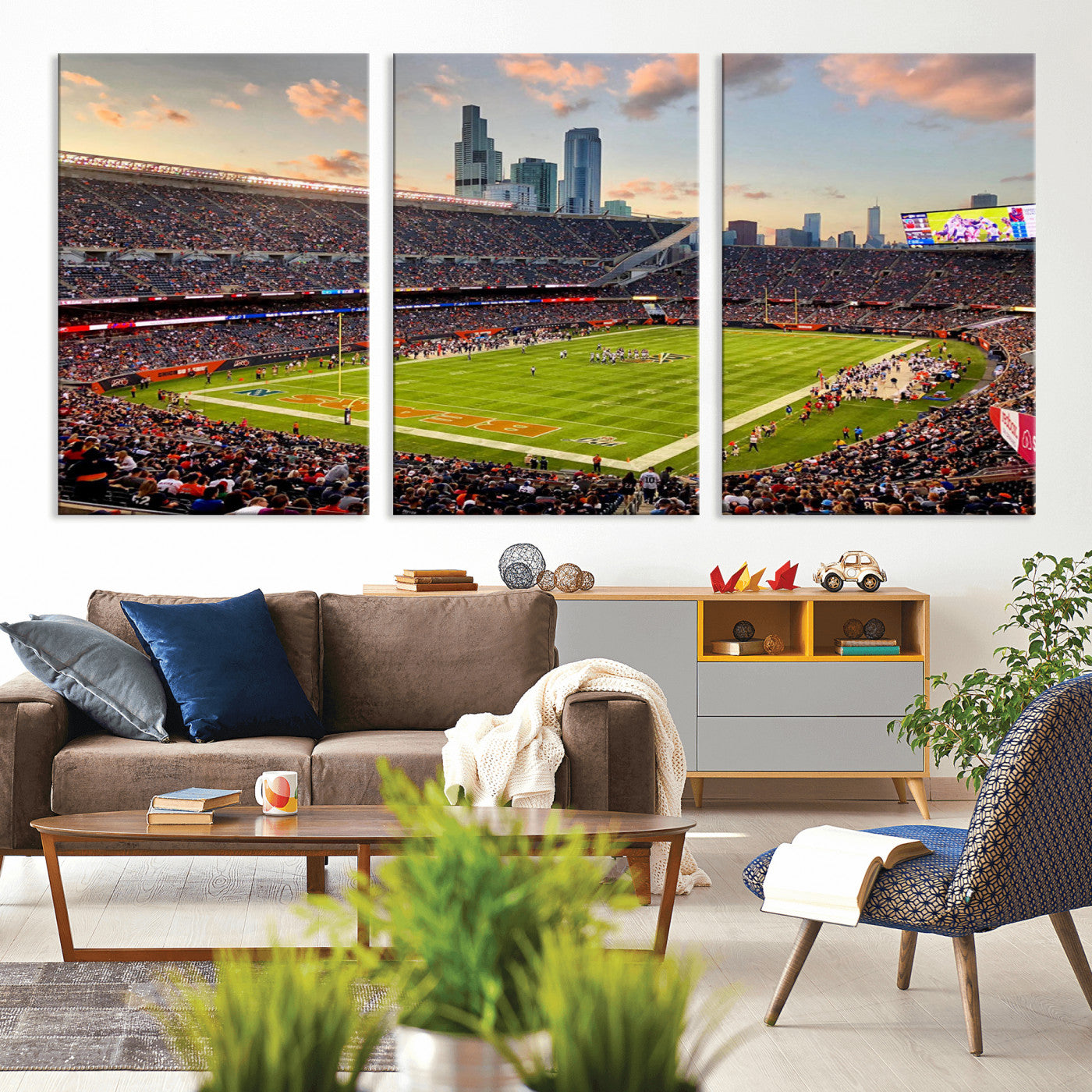 55377093-MGV-CV-36X24-Soldier Field Wall Art – Panoramic Chicago Bears Football Stadium Canvas Print, Game Day Sports Decor for Man Cave, Bar, Office,