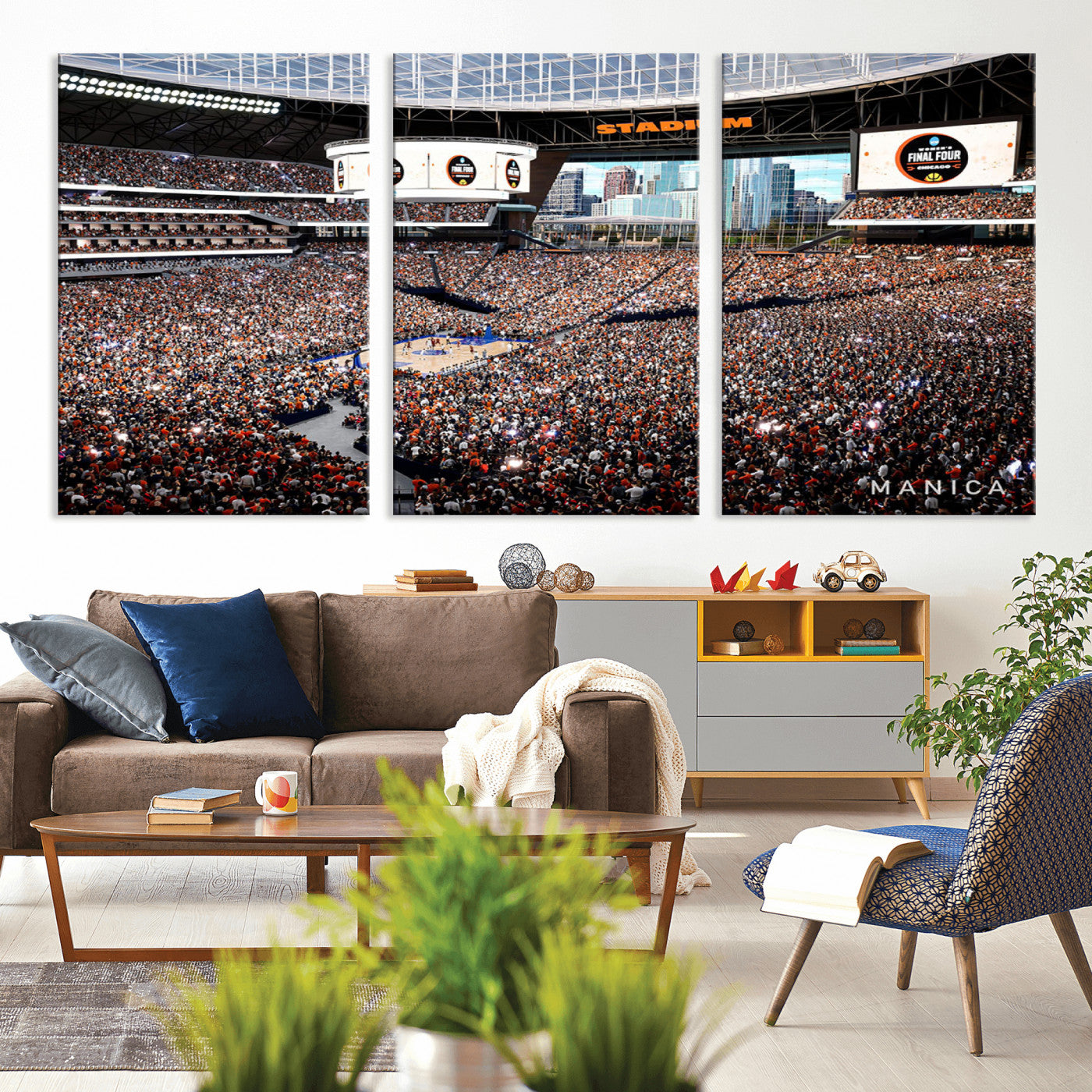 38616413-MGV-CV-36X24-Chicago Dome Stadium Wall Art – Futuristic Basketball Final Four Arena Canvas Print, Modern Sports Fan Decor for Man Cave or