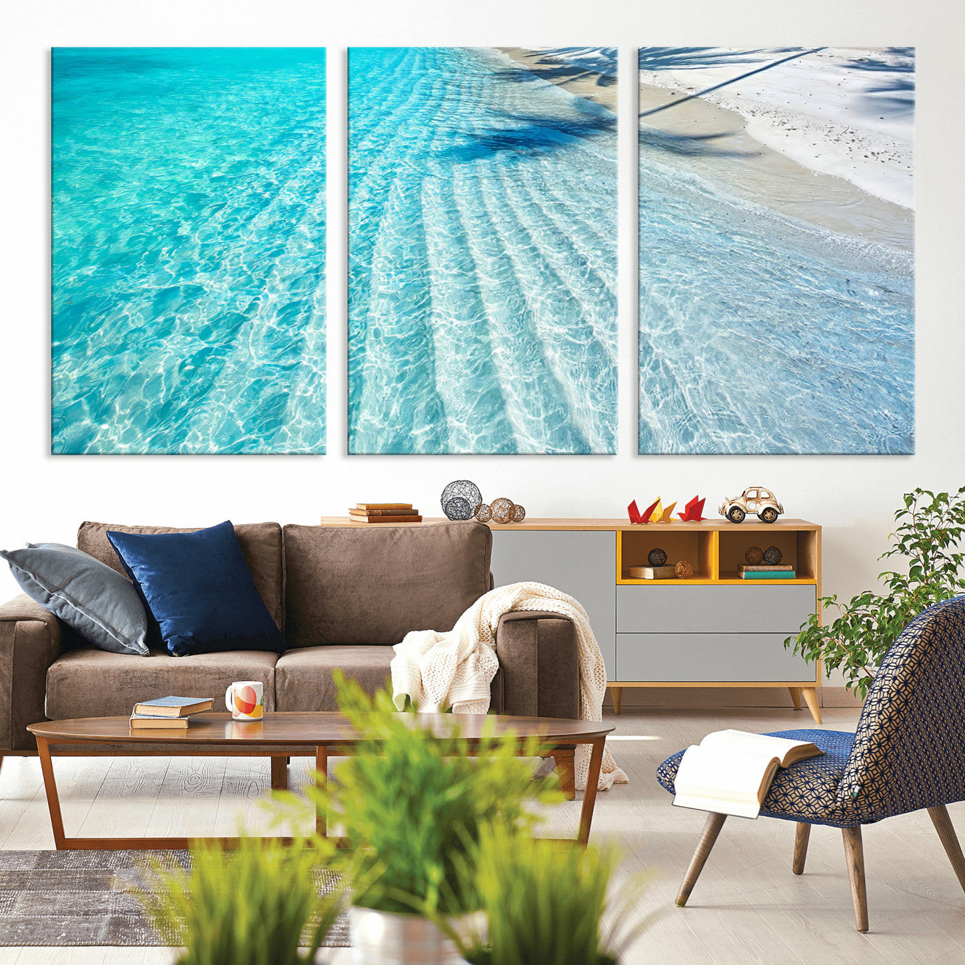 68127042-MGV-CV-36X24-Beach Wall Art – Tropical Ocean Canvas Print, Clear Water and White Sand Photography Decor for Bedroom, Living Room, Office,