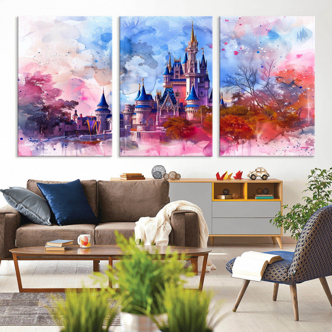 15129-MGV-CV-36X24-Disney Castle Wall Art Canvas Print, Framed Cinderella Palace Art Picture Print, Fantasy Kingdom Perfect Whimsical Fairytale Decor