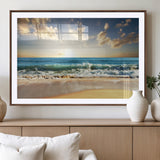 13139-MGV-CV-36X24-Sunrise Beach Wall Art – Ocean Waves and Golden Sand Canvas Print, Coastal Home Decor for Living Room, Bedroom, or Office