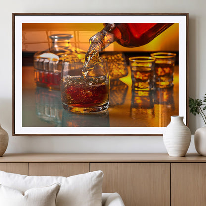 18250-MGV-CV-36X24-Whiskey Pour Wall Art – Captivating Whiskey Splash Canvas Print, Elegant Bar or Home Lounge Decor for Office, Man Cave or Living