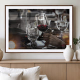 75513-MGV-CV-36X24-Elegant Wine Toast Wall Art – Close-Up Red Wine Glass at Dinner Table Canvas Print, Sophisticated Dining Room or Bar Decor