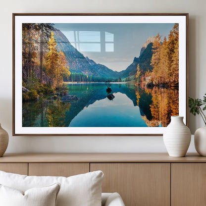 32962-MGV-CV-36X24-Mountain Lake Wall Art – Tranquil Autumn Landscape Canvas Print, Nature Reflection Decor for Living Room, Bedroom, Office or Cabin