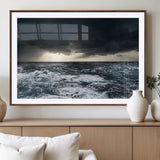 42607-MGV-CV-36X24-Stormy Ocean Wall Art – Dramatic Sea and Sky Canvas Print with Sun Rays, Moody Nature Decor for Living Room, Office, Bedroom or
