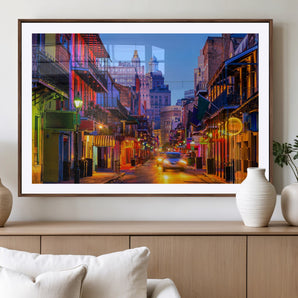 65050-MGV-CV-36X24-New Orleans Street Scene Wall Art – Colorful Nighttime Cityscape Canvas Print, Urban Decor for Living Room, Office or Bar