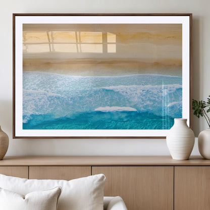 43046-MGV-CV-36X24-Aerial Beach Wall Art – Serene Ocean Waves & Sandy Shore Canvas Print, Coastal Home Decor for Living Room, Bedroom or Office