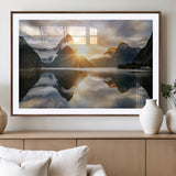 78842-MGV-CV-36X24-Sunrise Mountain Reflection Wall Art – Stunning Nature Landscape Canvas Print for Home, Office, Living Room or Relaxing Space