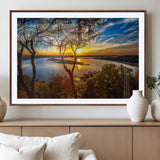 71863-MGV-CV-36X24-Lake Sunset Wall Art – Scenic Nature Canvas Print with Trees and Golden Sky, Serene Landscape Decor for Living Room, Bedroom or