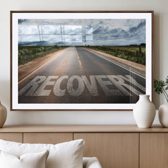 50743-MGC-FP-36x24_Walnut-Healing Road Wall Art – Motivational Highway Canvas Print, Inspirational Journey Decor for Office, Gym or Living Room