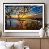 66839-MGC-FP-36x24_Walnut-Lake Sunset Wall Art – Golden Hour Canvas Print with Trees and Water Reflection, Scenic Landscape Photography for Living Room,