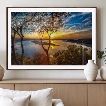 66839-MGC-FP-36x24_Walnut-Lake Sunset Wall Art – Golden Hour Canvas Print with Trees and Water Reflection, Scenic Landscape Photography for Living Room,
