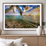 68606-MGV-CV-36X24-Tropical Palm Tree Ocean Wall Art – Sunset Beach Seascape Print, Coastal Paradise Decor for Living Room or Office