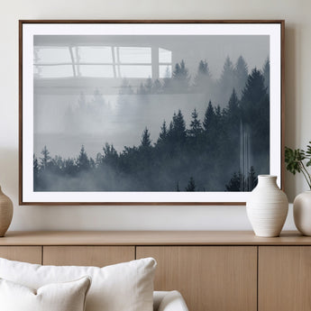 23671-MGV-CV-36X24-Misty Forest Wall Art – Serene Foggy Pine Trees Landscape Canvas Print, Tranquil Nature Decor for Living Room, Bedroom or Office
