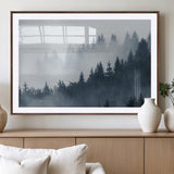 23671-MGC-FP-36x24_Walnut-Misty Forest Wall Art – Serene Foggy Pine Trees Landscape Canvas Print, Tranquil Nature Decor for Living Room, Bedroom or Office