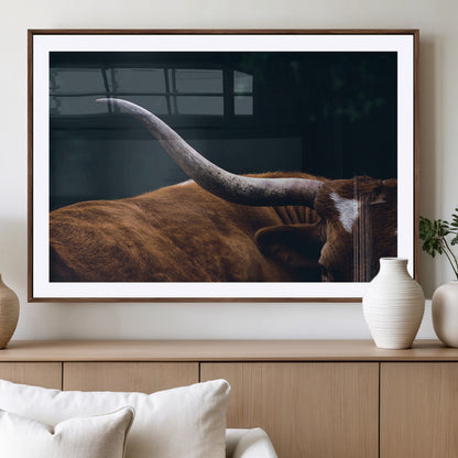 55197-MGV-CV-36X24-Texas Longhorn Wall Art – Rustic Western Bull Horn Canvas Print and Farmhouse Country Animal Decor for Living Room, Office or