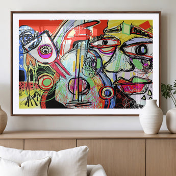 37796-MGV-CV-36X24-Picasso Style Wall Art Canvas Print, Framed Picasso Art Picture Print, Picasso Cubism Perfect Modern Abstract Decor Artwork